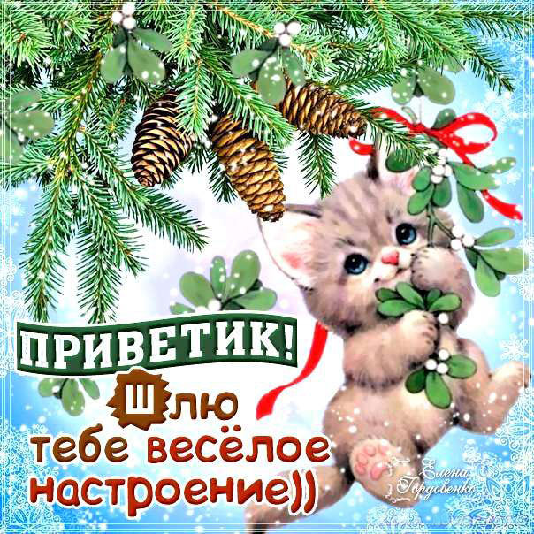 Зимняя открытка желаю веселого настроения