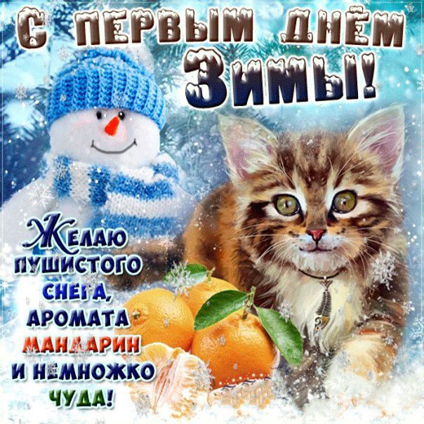 С первым днем зимы открытки
