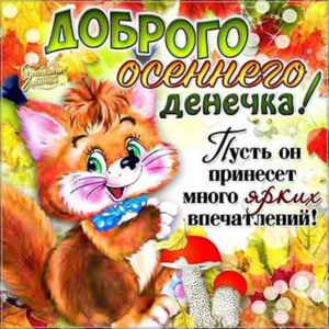 Веселая позитивная открытка осень