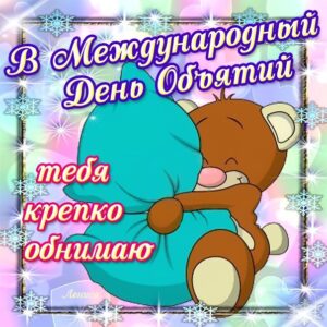 Обнимаю тебя. Медведь обнимает подушку